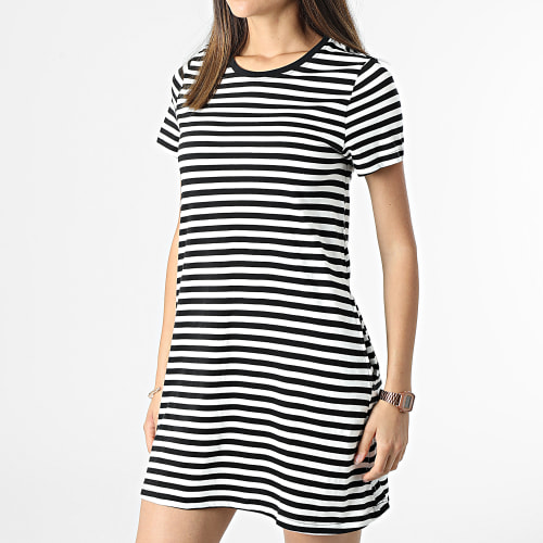 Robe Tee Shirt Femme Pocket Stripe Noir Blanc
