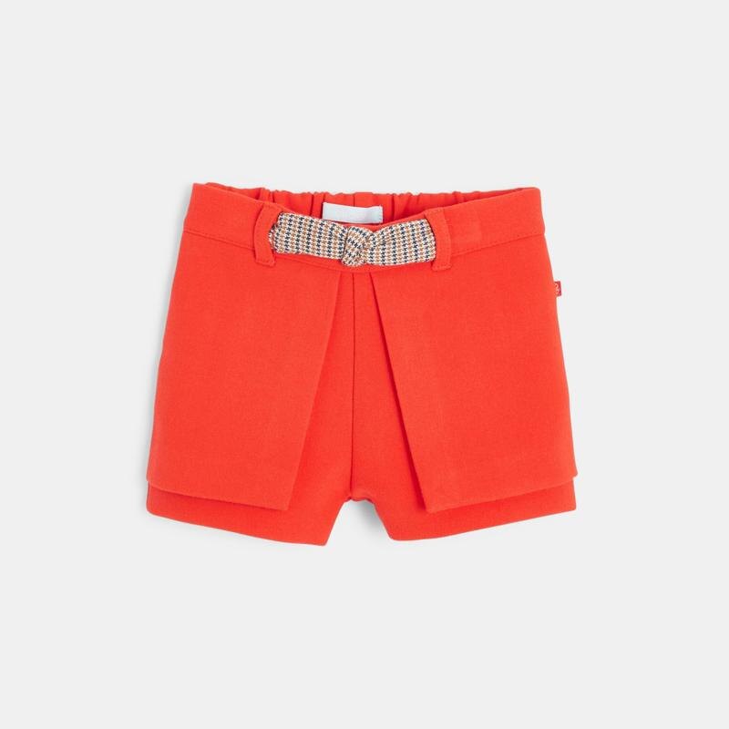 Short à pans effet jupe rouge bébé fille Rouge