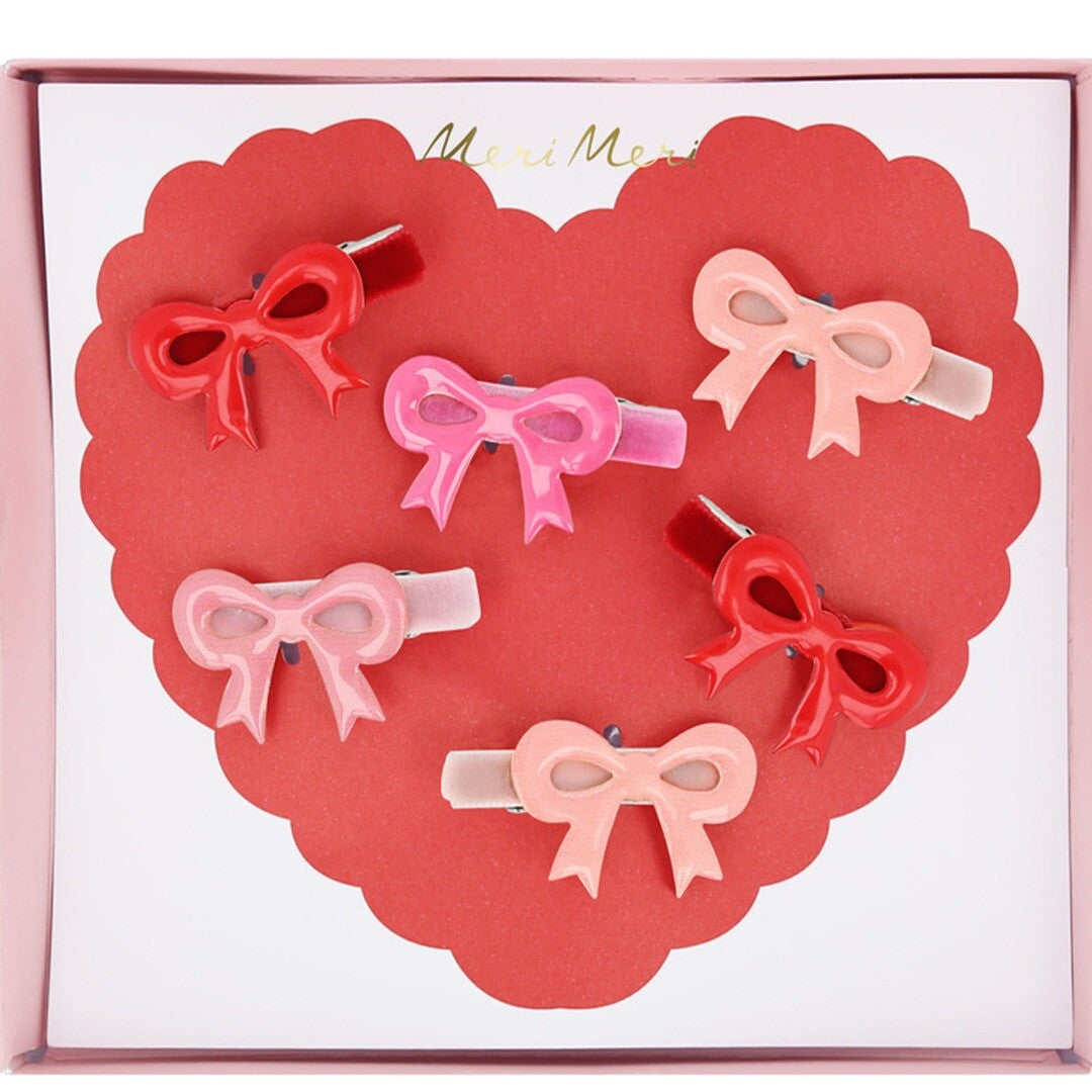 Meri meri haarclips strikjes valentijn - 6st