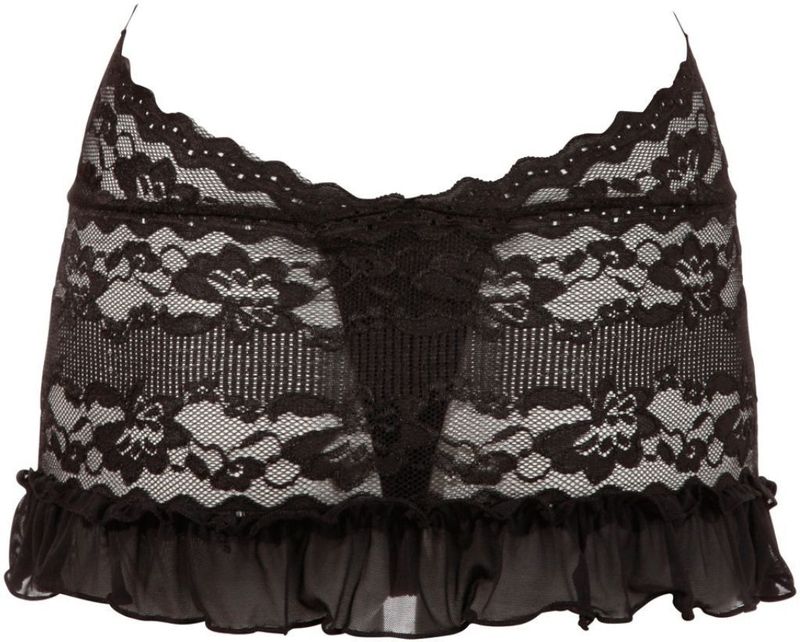 Cottelli Collection – Erotische Jurk met Open Voorzijde met Strass Elementen en Open Kruis – Maat S - Zwart
