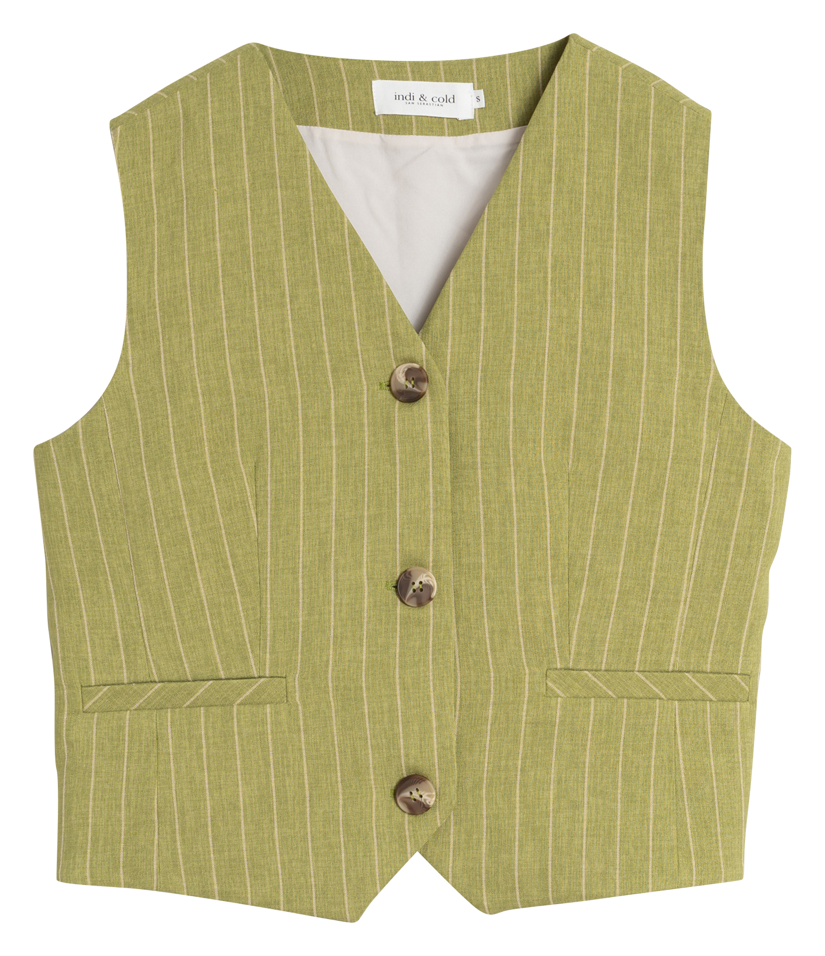 Gilet col V rayé | Vert