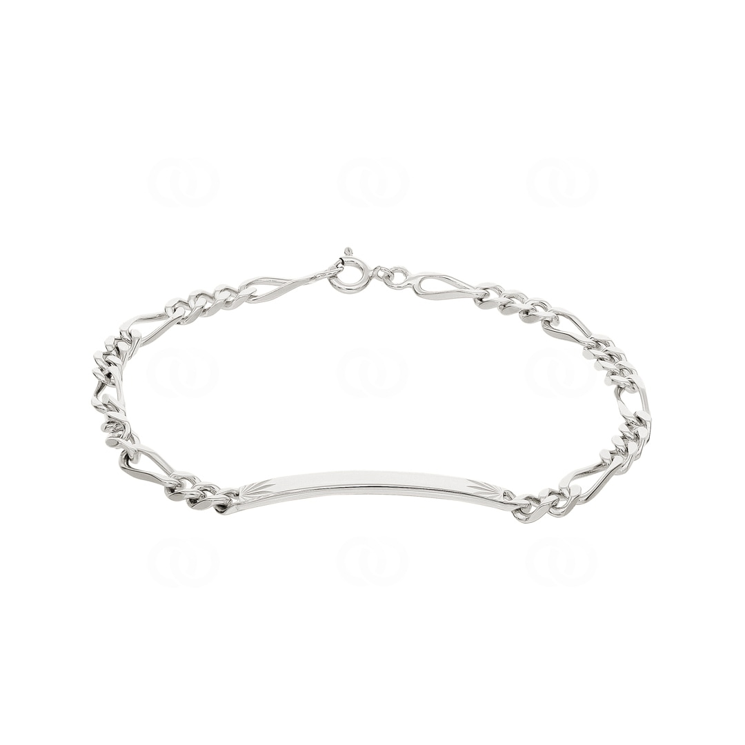 Gravurarmband Figaro 3+1 925 Silber rhodiniert 3.5mm