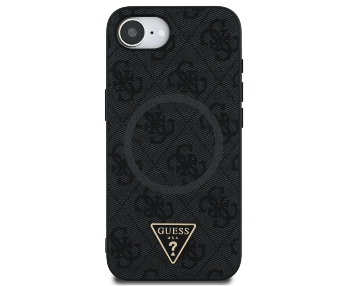 iPhone 16e MagSafe Leder Hardcase Hülle 4G Ring Triangle (GUHMPSE4P4TDPK) - Schwarz