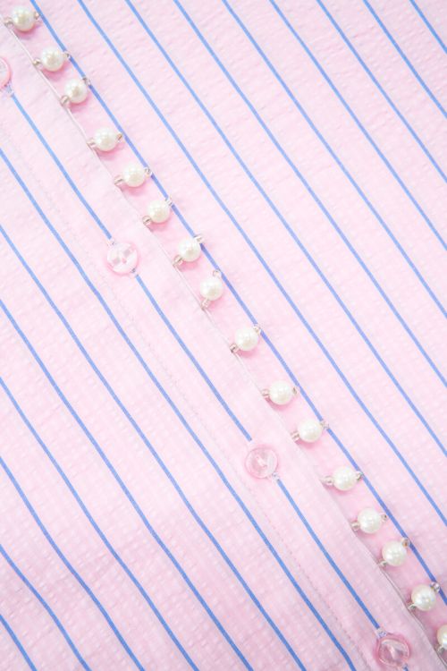 Roze gestreepte blouse met imitatieparels