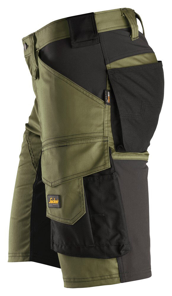 Snickers Allround 6143 Stretch - Korte werkbroek - Khakigroen / Zwart - 44 - 82