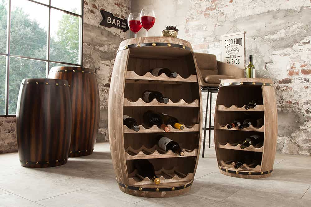 Authentisches Weinregal BODEGA 80cm natur Pinie Weinfass Shabby Chic