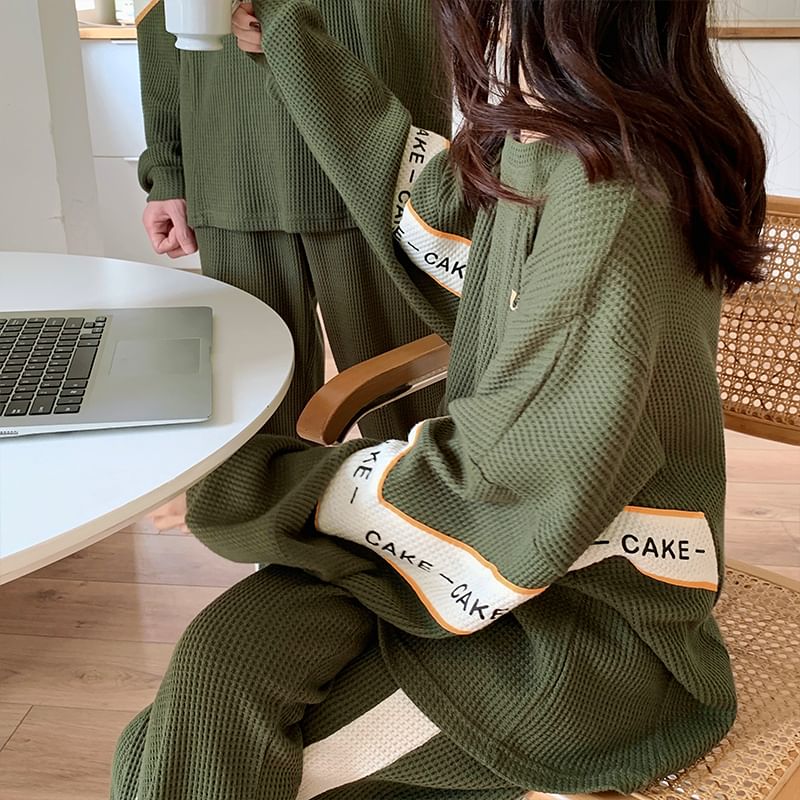 Siensien - Bijpassende pyjamaset voor koppels: top met lange mouwen en tekstprint + broek