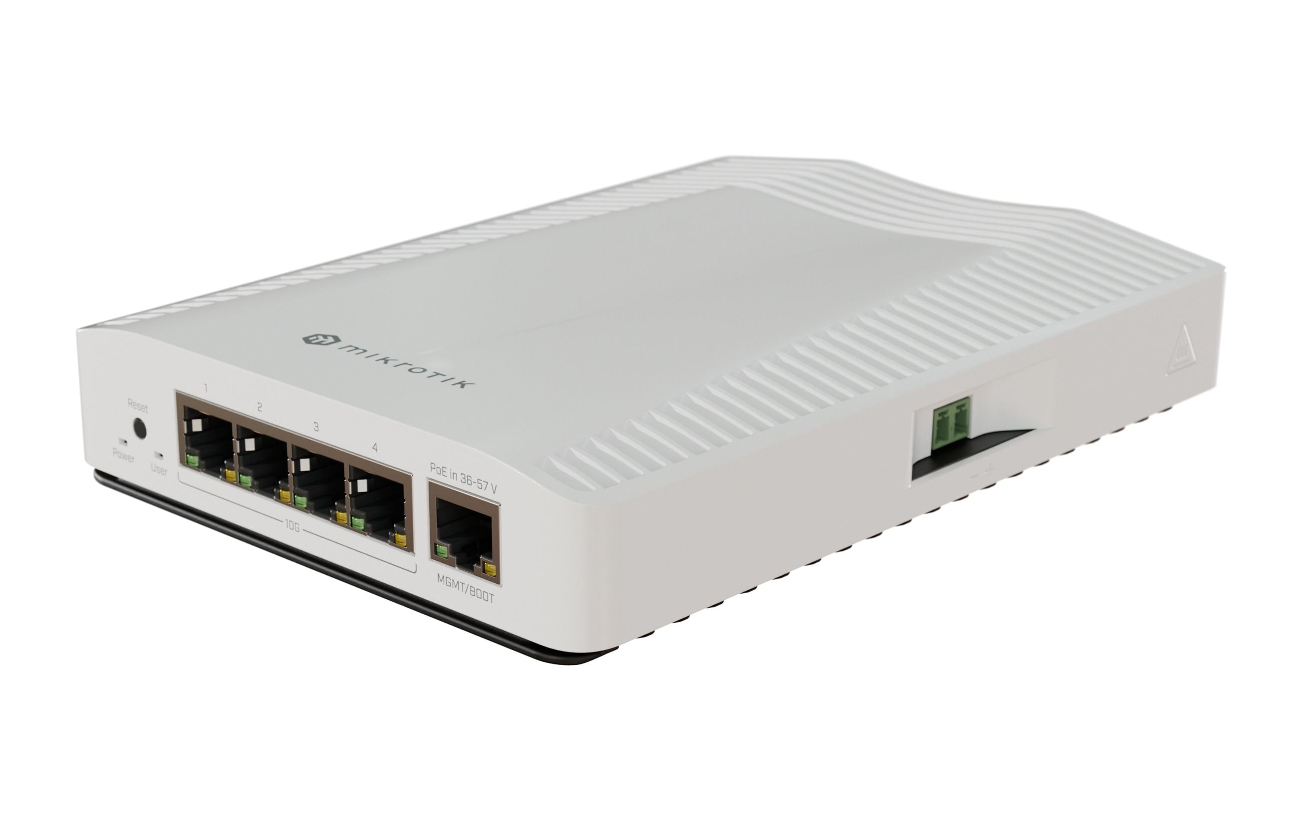 Switch CRS304-4XG-IN 5 Port<br>Kompakt, leistungsstark und bereit zur Vereinfachung Ihrer 10-Gigabit-Netzwerke mit 4x10G-Ethernet-Ports, die sofort einsatzbereit sind