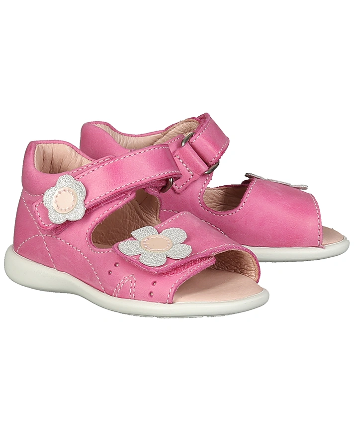 Leder-Sandalen BITA mit Glitzerblume in rosa