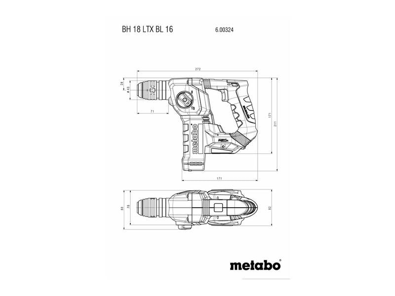 Metabo Bohrhammer BH 18 LTX BL 16 Solo Mit Brushless-Technologie und Hochleistungsschlagwerk