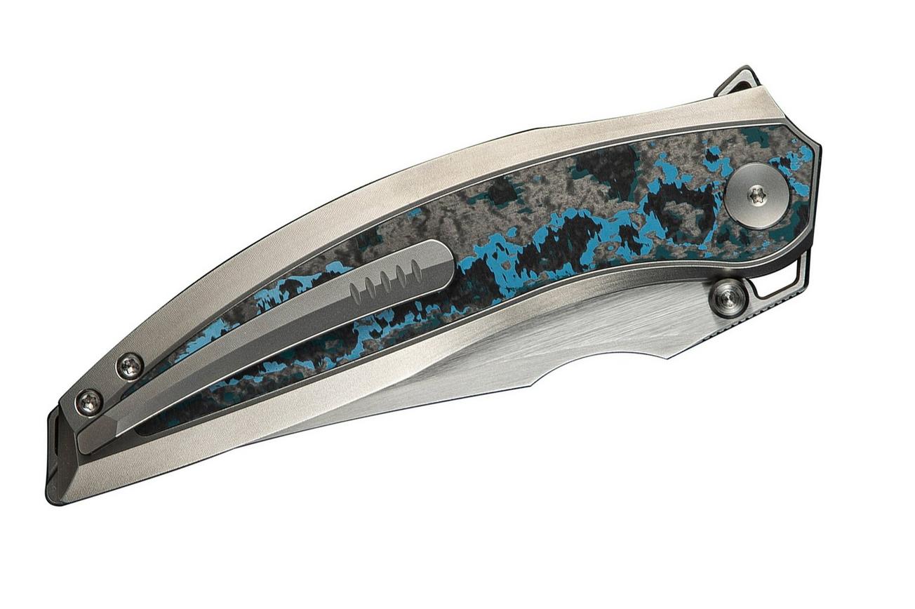 WE Knife Quinseris WE23093-4 Satin, Polished Bead Blasted Titanium Arctic Storm Fat Carbon Inlay, zakmes