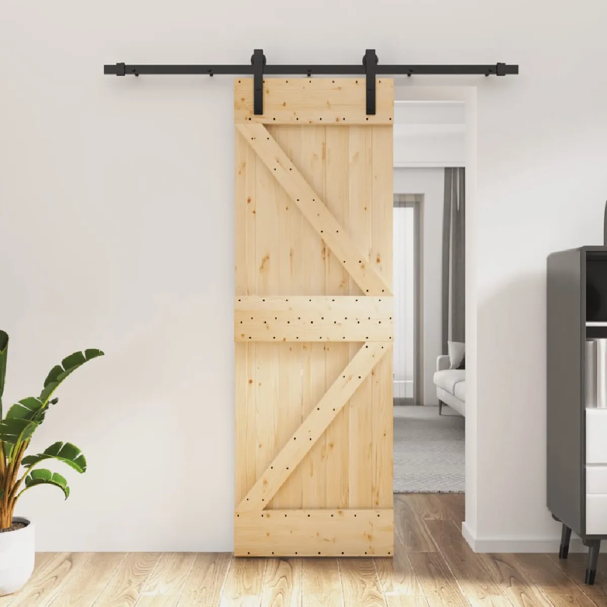 vidaXL Porte coulissante en pin massif - 70x210 cm