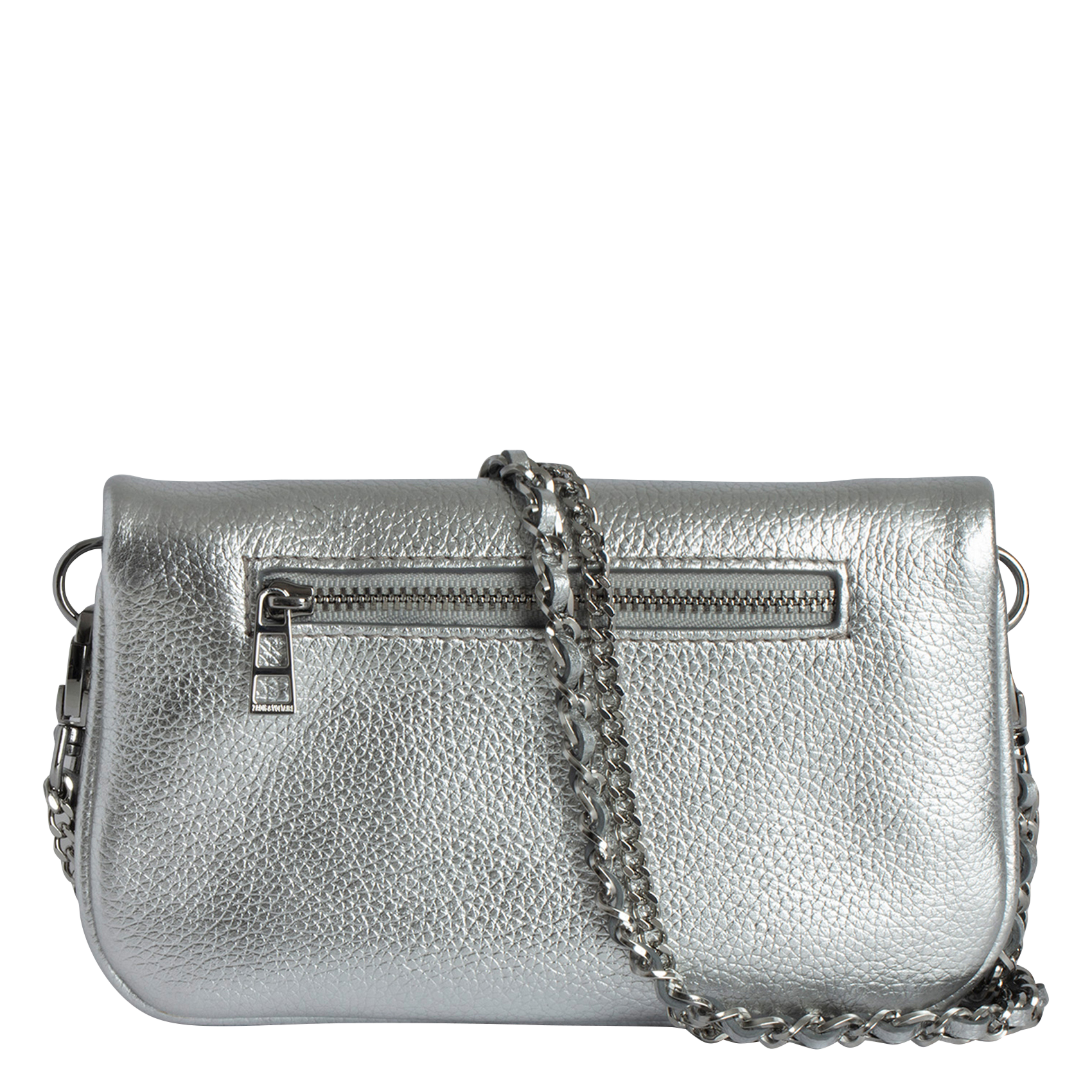 ROCK NANO - Pochette en cuir grainé métallisé | Gris
