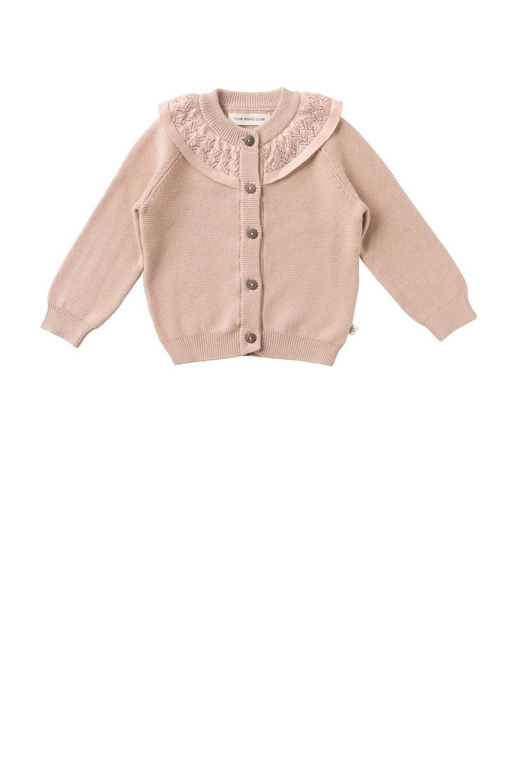 Your Wishes fijngebreid vest roze