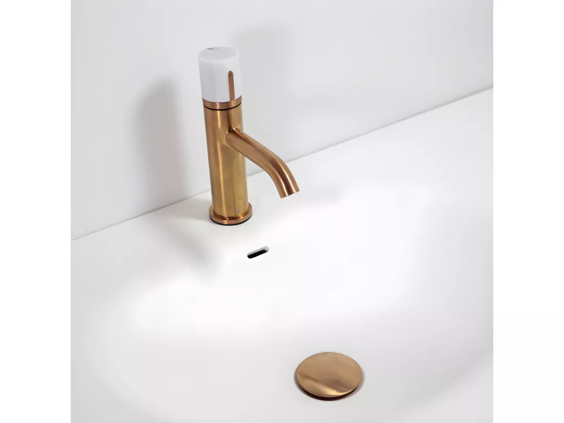 Manopola mitigeur lavabo bas cuivre brossé marbre - Essebagno