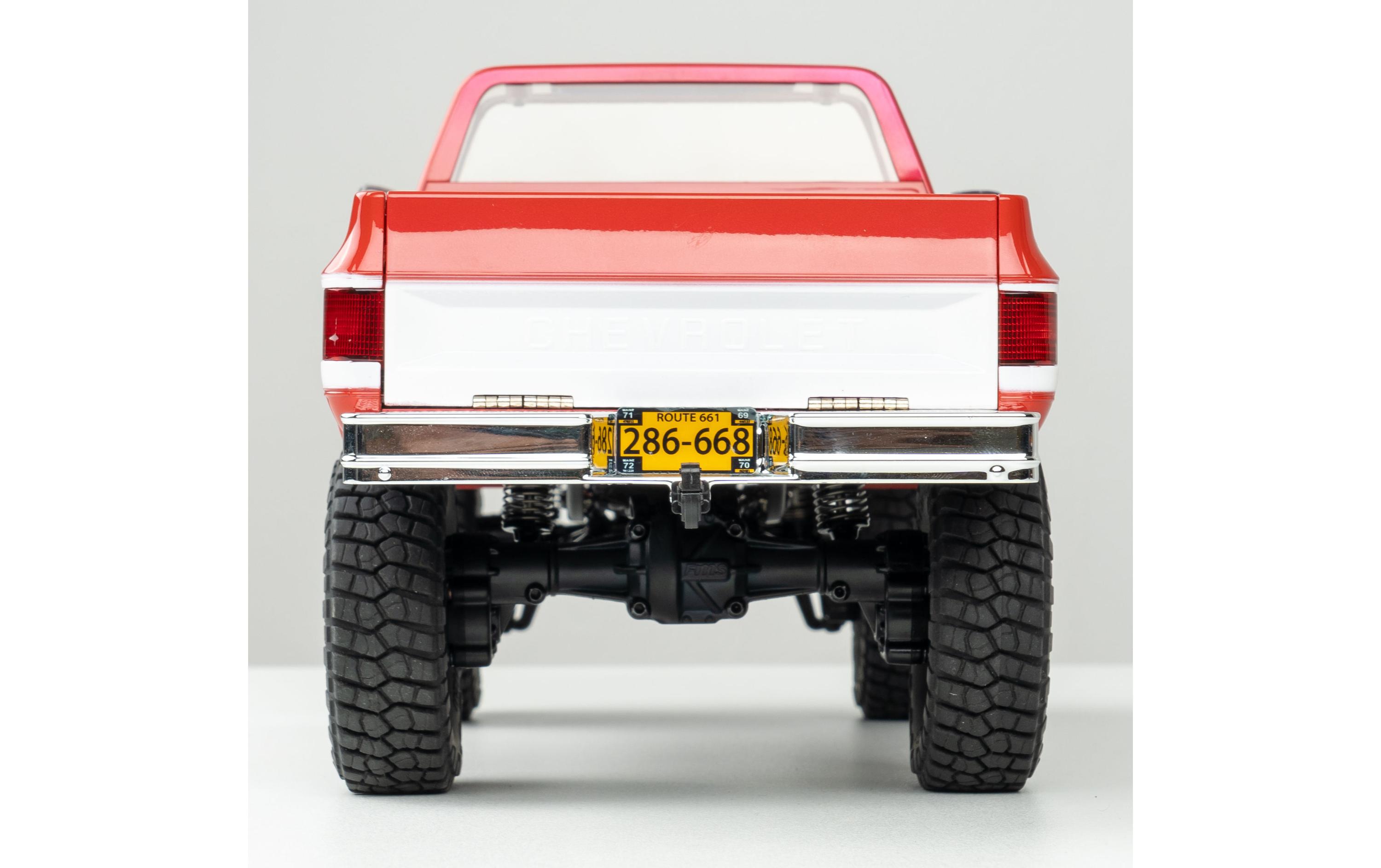 Scale Crawler FCX18 Chevrolet K10 Rot, RTR, 1:18<br>Mini Rock Crawler mit detaillierter Chevy K10 Pick-Up Karosserie und 2-Gang Getriebe