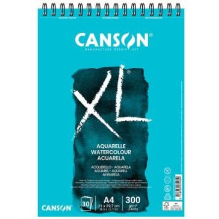Album canson xl aquarelle a spirale papier grain fin      blanc 300g a4 21x29,7cm 30f