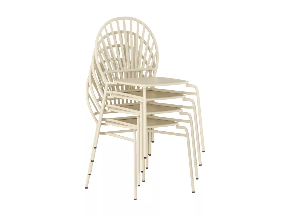 Salle à manger de jardin en métal : une table D.110 cm et 4 chaises - Beige - CEDEIRA de MYLIA