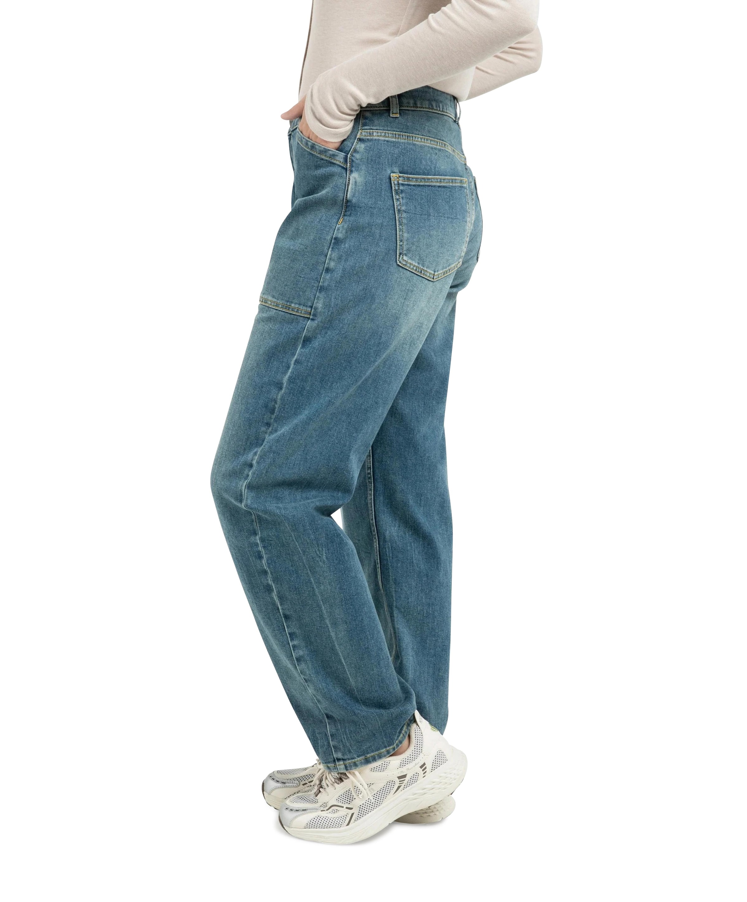 YAYA Cargobroek met laag kruis dames jeans blauw