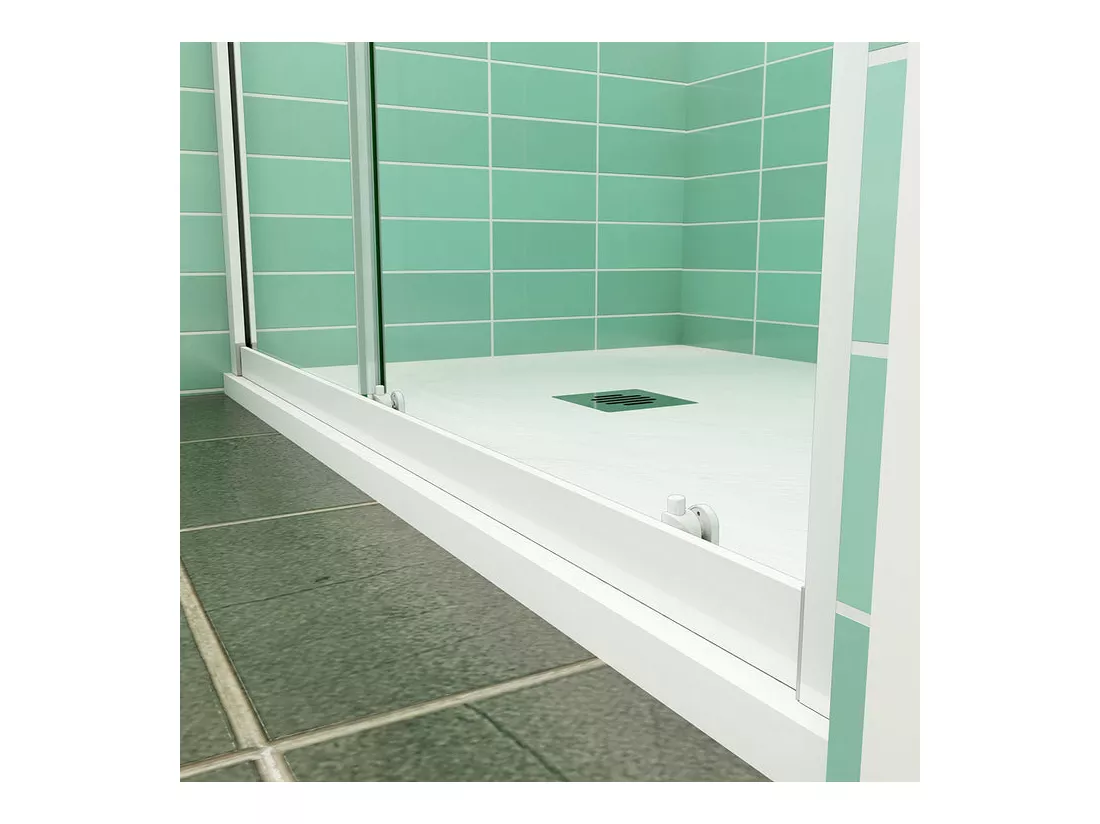 Porte de douche coulissante 120x190cm profilé blanc - Verre de sécurité