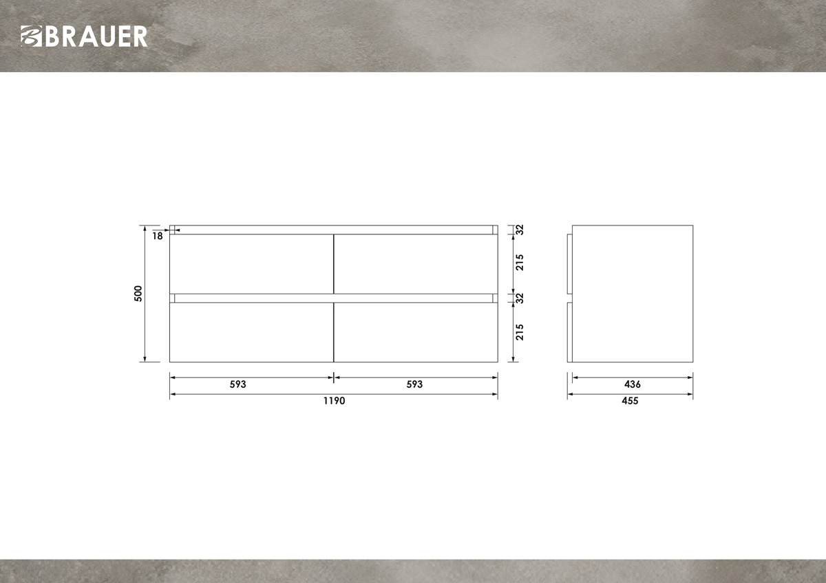 Brauer Joy onderkast 120cm met 4 softclose lades wit mat