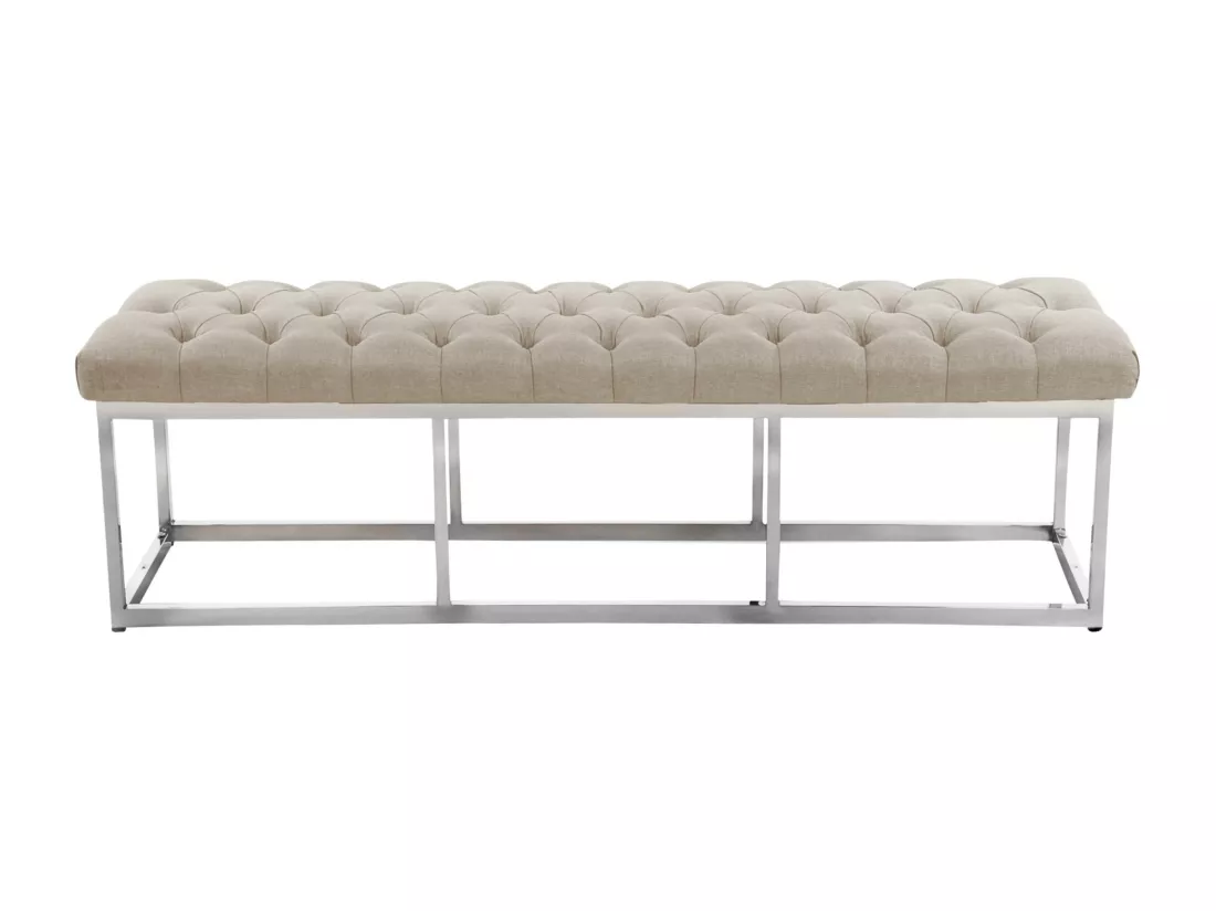Banquette - Tissu & Acier inoxydable - Crème - Amun