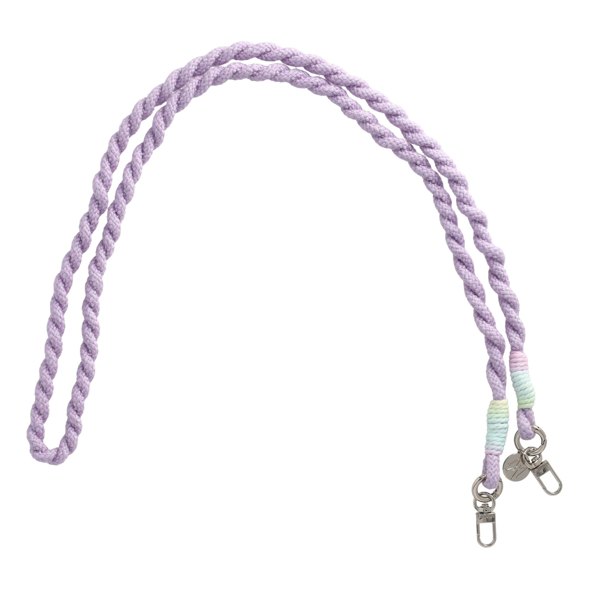 Handgemachte Handykordel Gedrehtes Umhängeband für Handyhüllen Silver - Lilac (Rainbow)