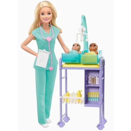 Barbie Kinderärztin Puppe, blond und Spielset