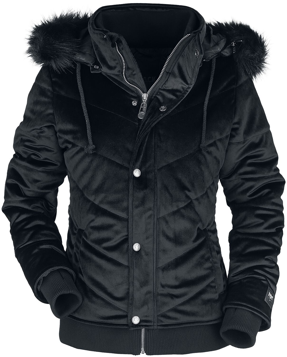 Manteau d'Hiver Velours avec Capuche Fausse Fourrure | Black Premium by EMP Veste d'hiver