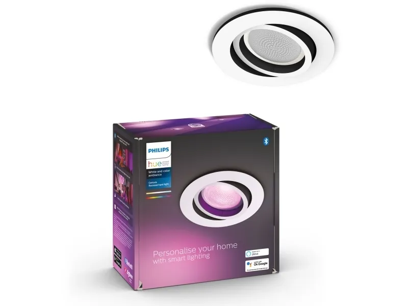 Philips Hue White and Color Ambiance Centura - Indlejret spotlys - LED-spot lyspære - GU10 - 5.7 W - klasse G - 16 millioner farver/varmt til køligt hvidt lys - hvid