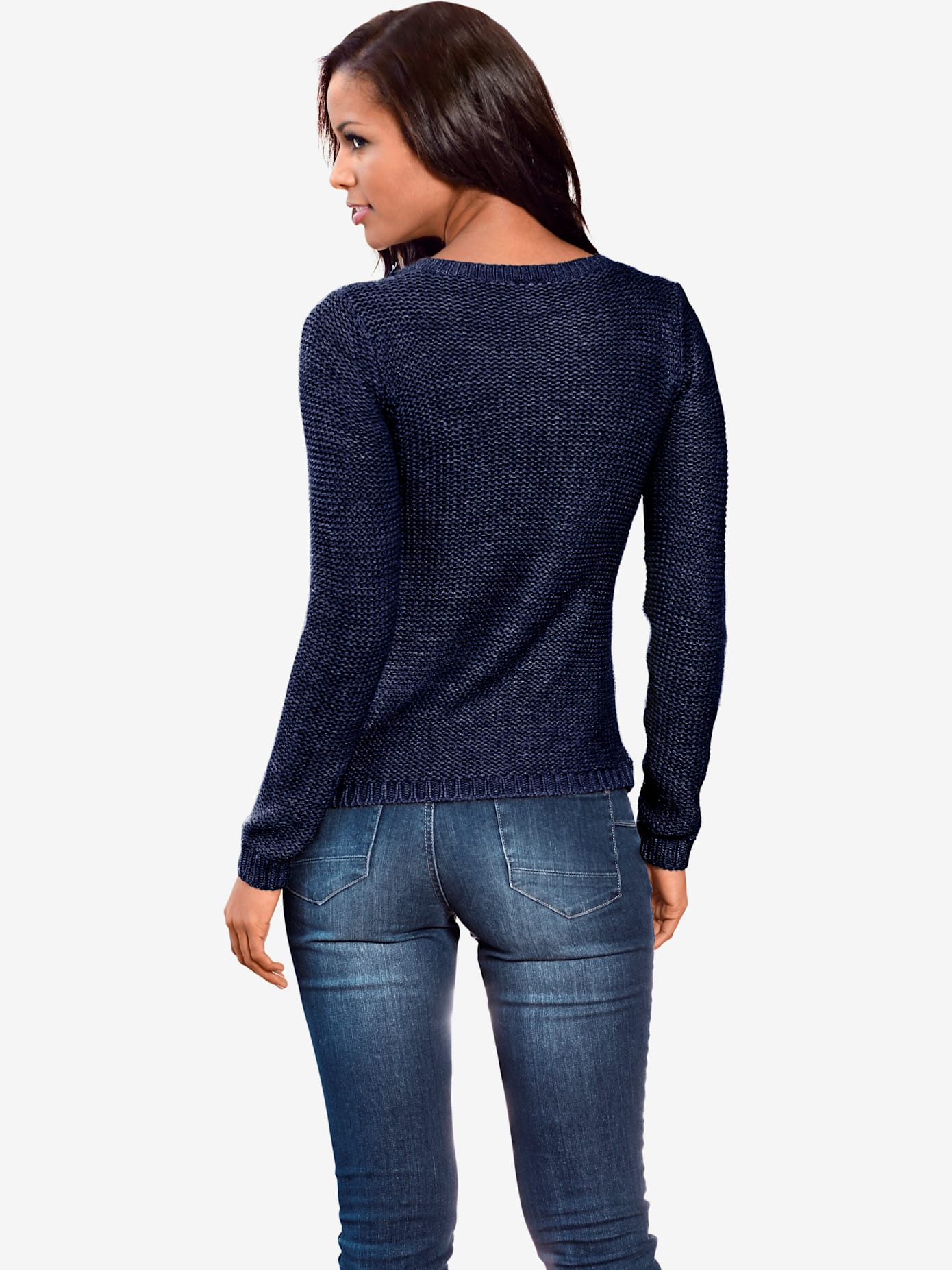 Pull col rond look asymétrique tendance avec glissière