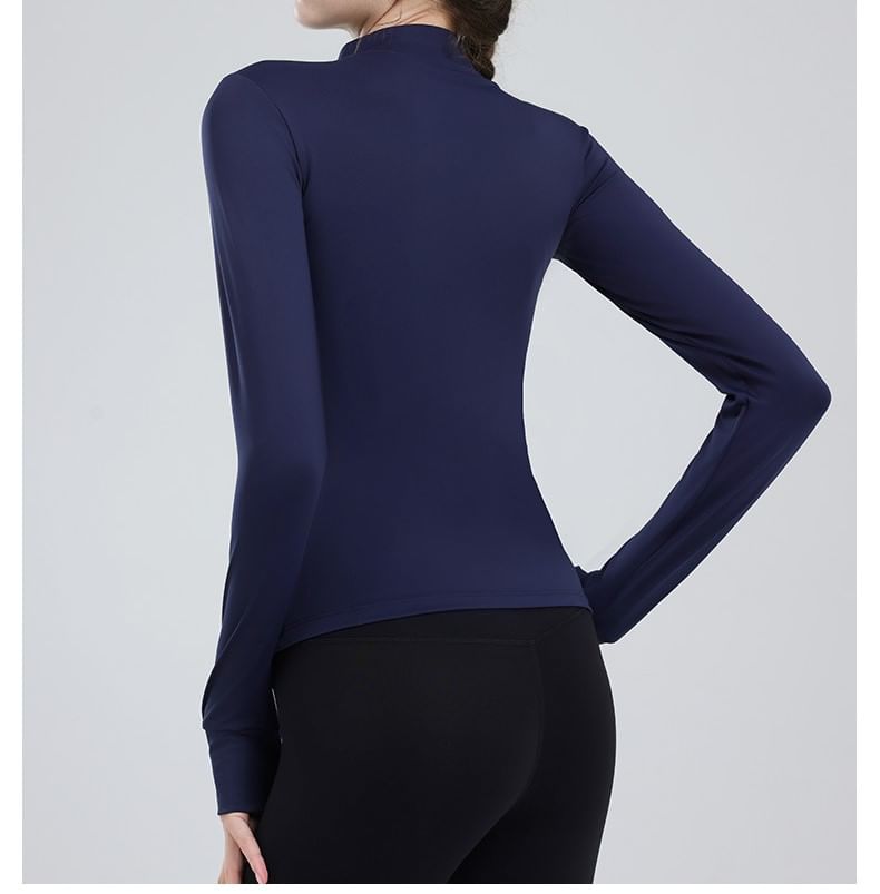 Claduodoe - Sporttop met lange mouwen en halve rits en mock neck