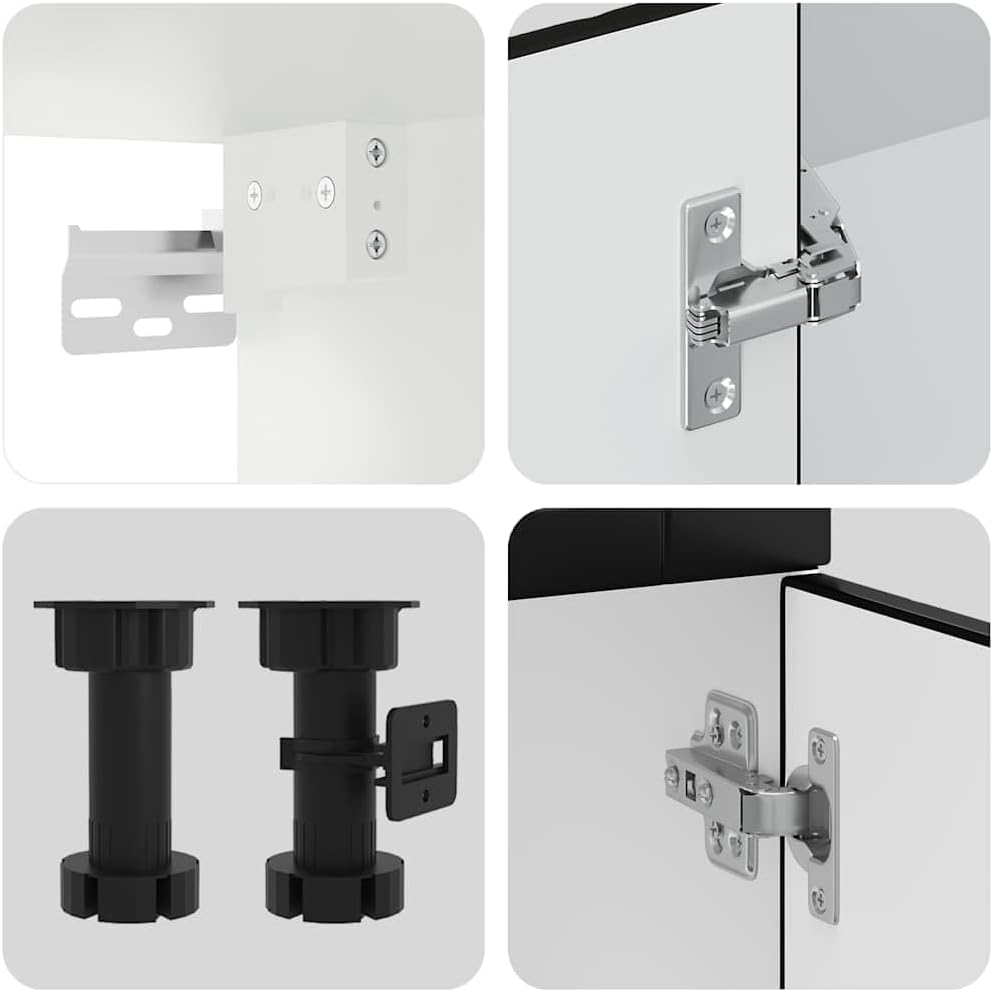 vidaXL 4-TLG. Küchenschrank-Set Porto Schwarz Holzwerkstoff, Küchenzeile, Küchenschrank, Schrank, Hängeschrank, Spülenunterschrank, Küchenmöbel