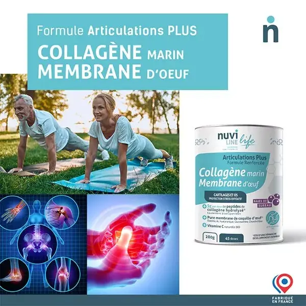 Nuviline Collagène Marin Articulations Plus Membrane d'Œuf Saveur Sureau 280g