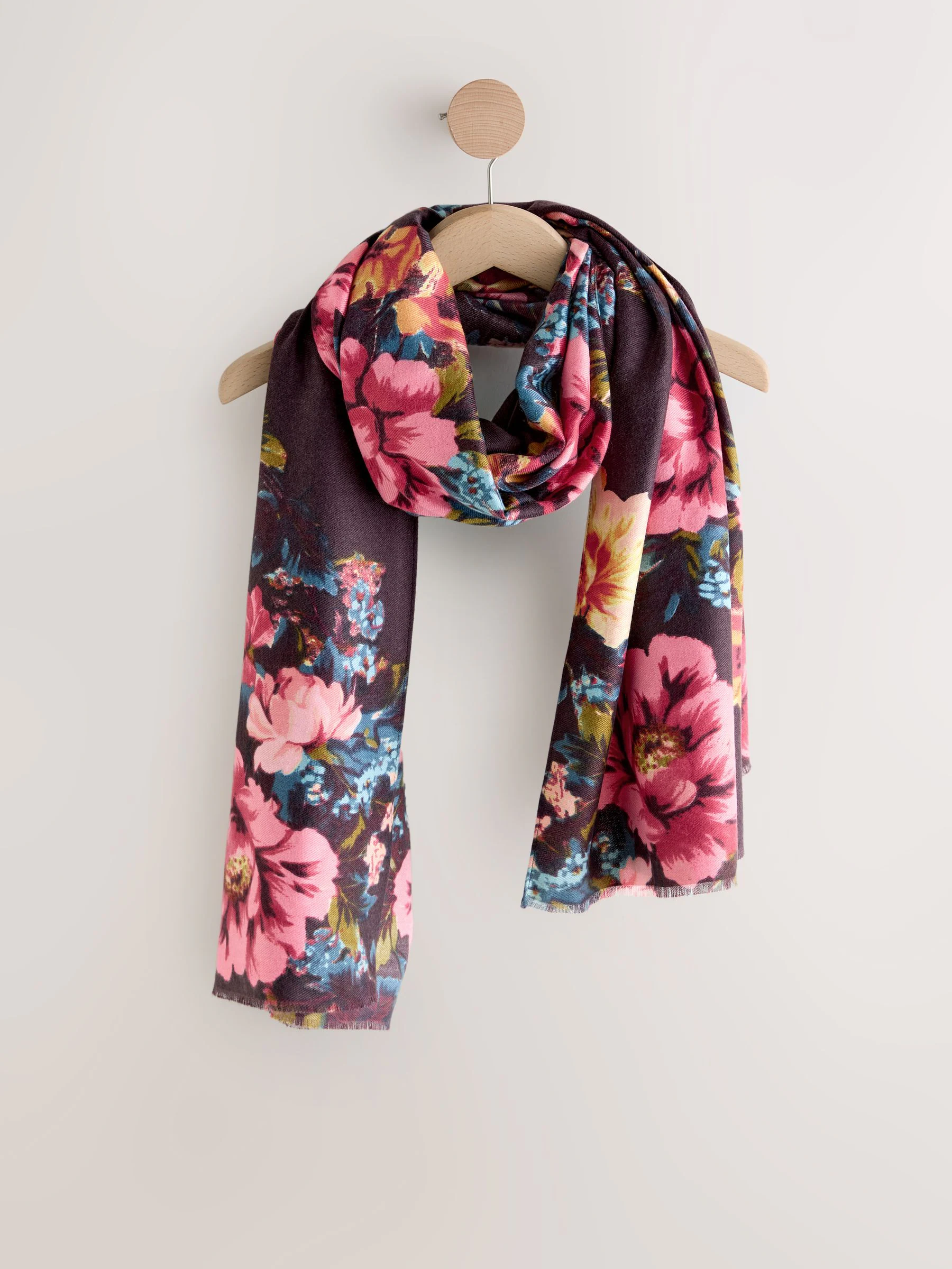 Bruine bloemenprint - Midweight Woven Scarf