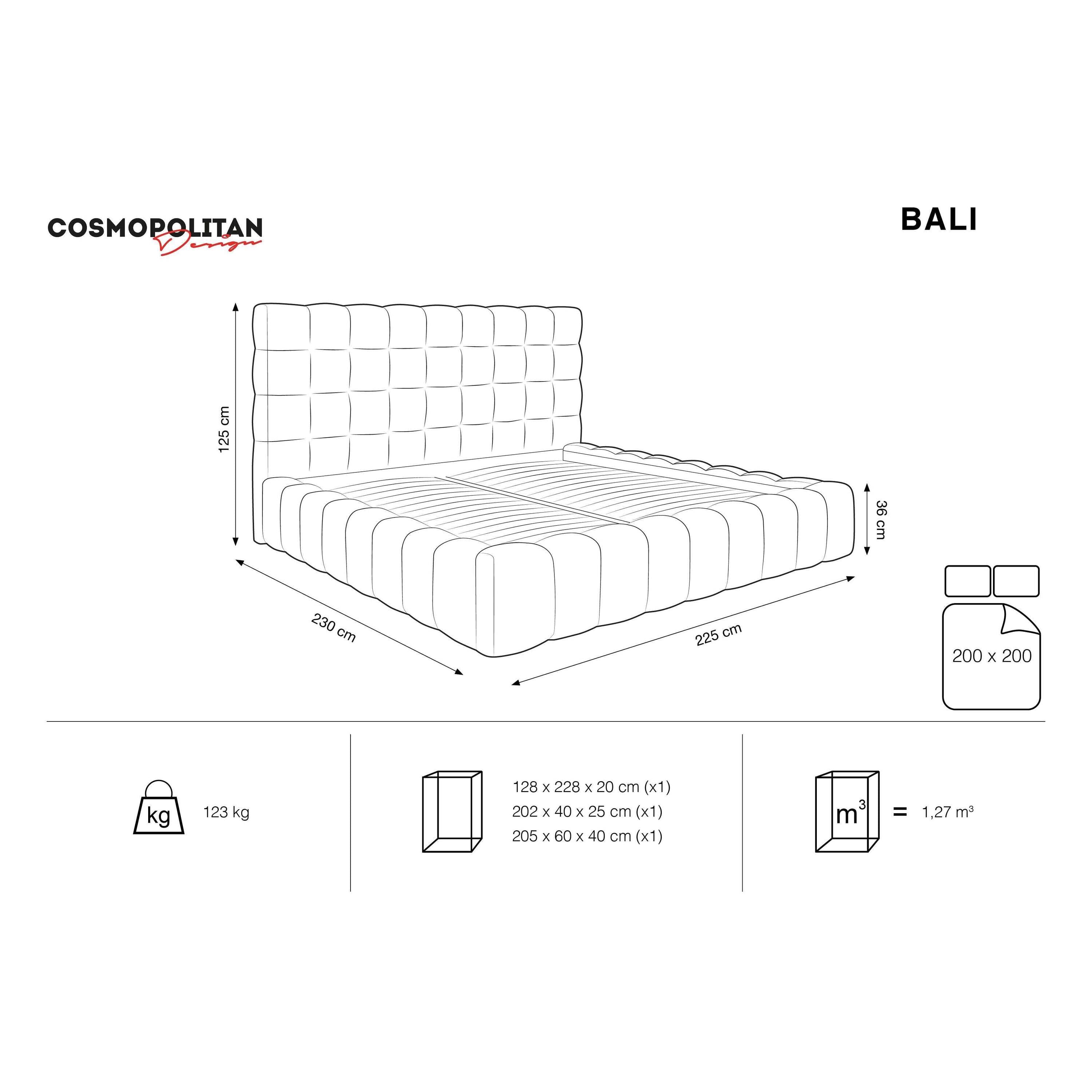 Cosmopolitan Design Bali Bedframe met Opbergruimte - 200 x 200 cm - CrÃ¨me