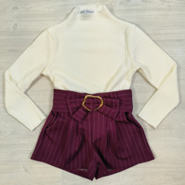 Short fave set - Wit/bordeaux
