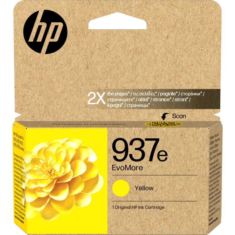HP 937e Cartouche d’encre authentique Jaune EvoMore