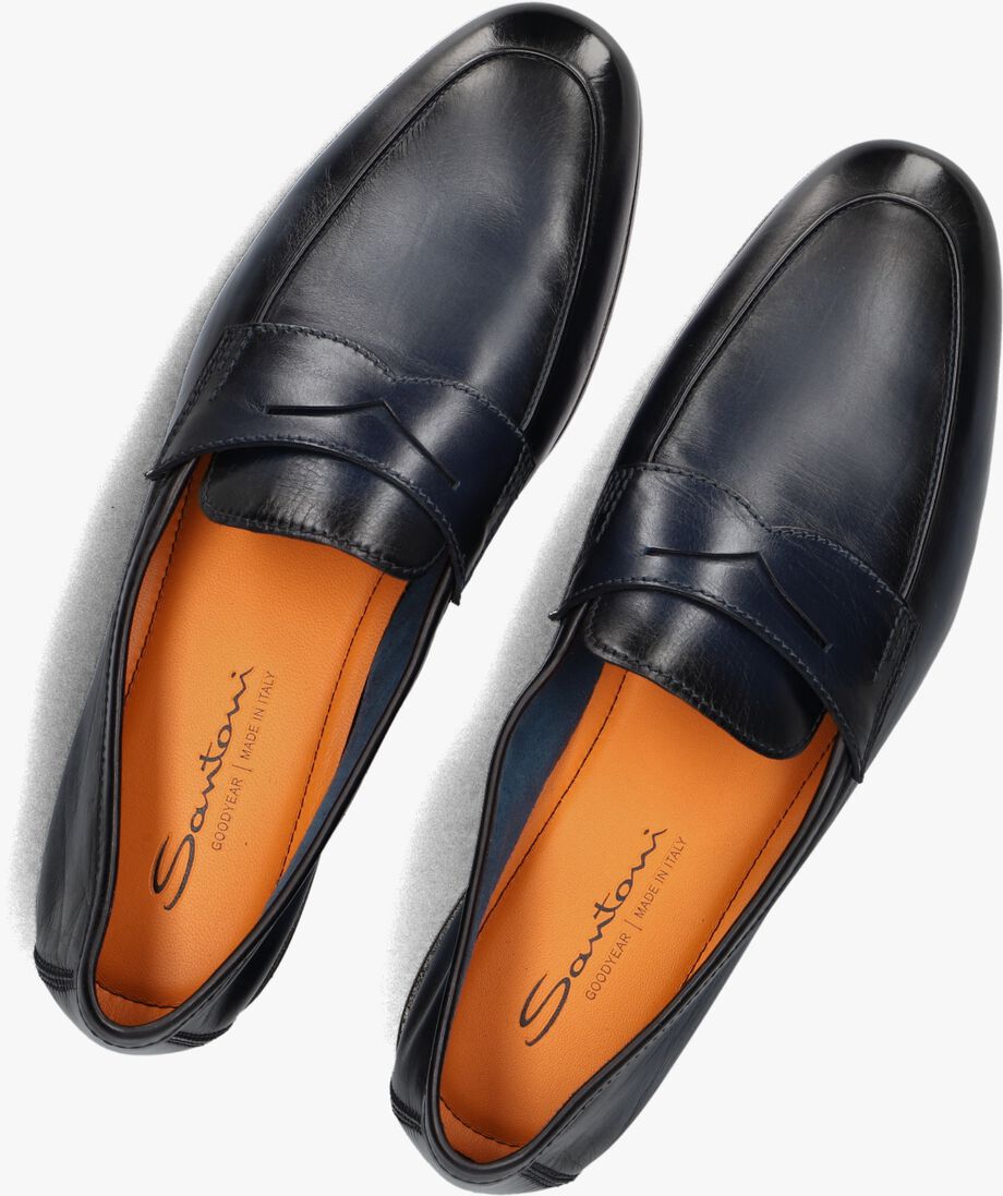 donkerblauwe santoni loafers carlos