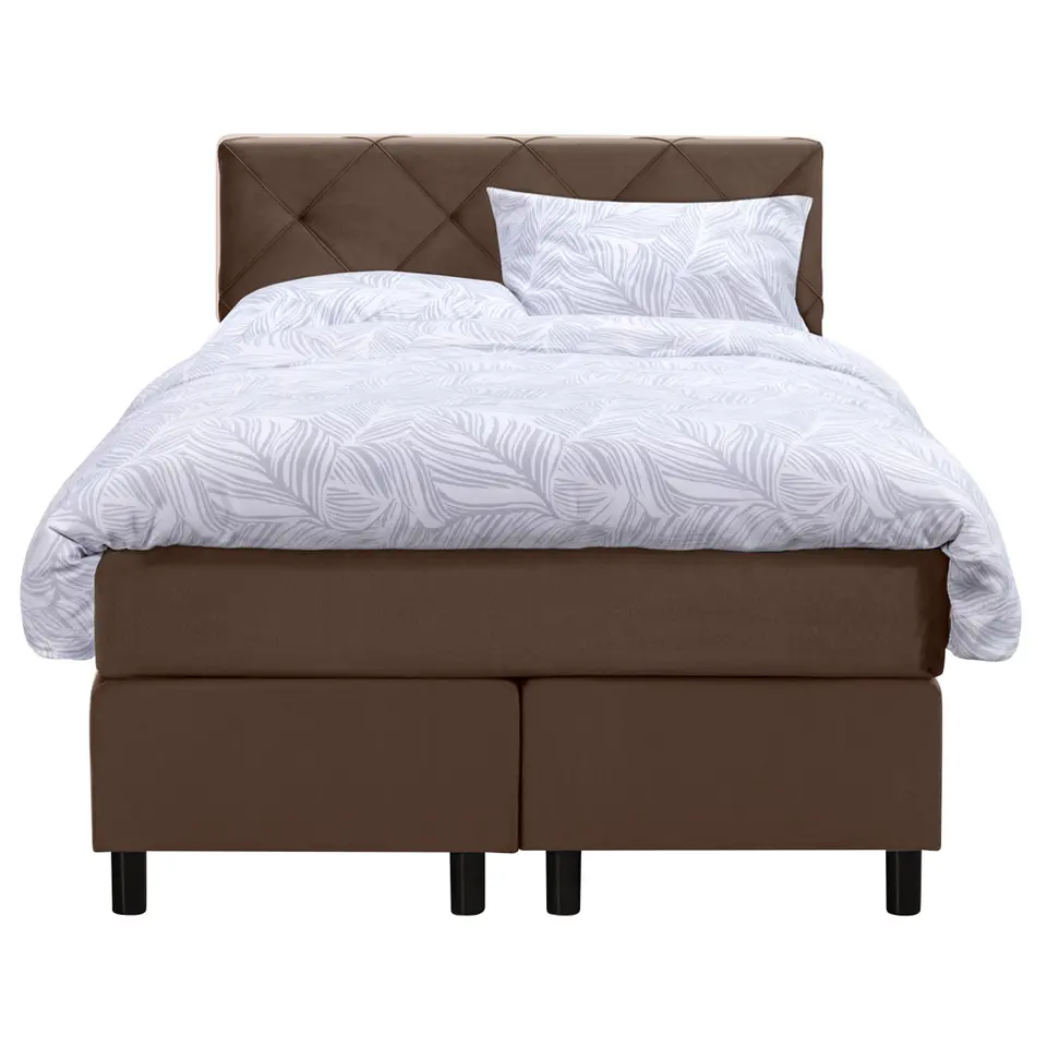 Boxspring Liv geruit - bruin - 120x200 cm - ronde poot