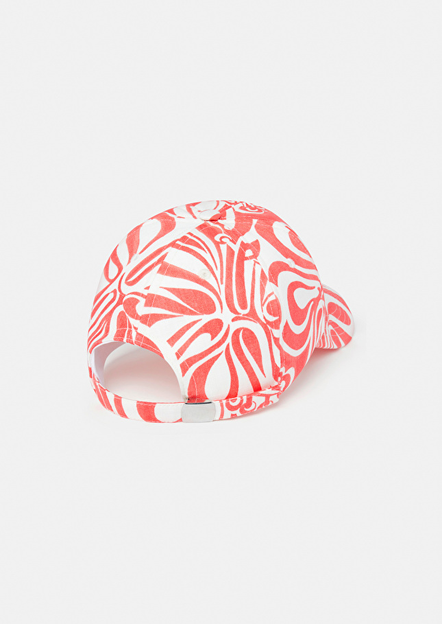 Casquette Caroleécrue à motif graphique corail