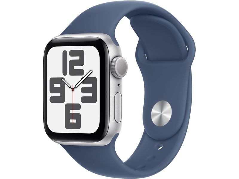 Apple Watch SE 2024 40 mm GPS Silver Denim Sport Band M/L Kann schön viel. Für ganz schön wenig.