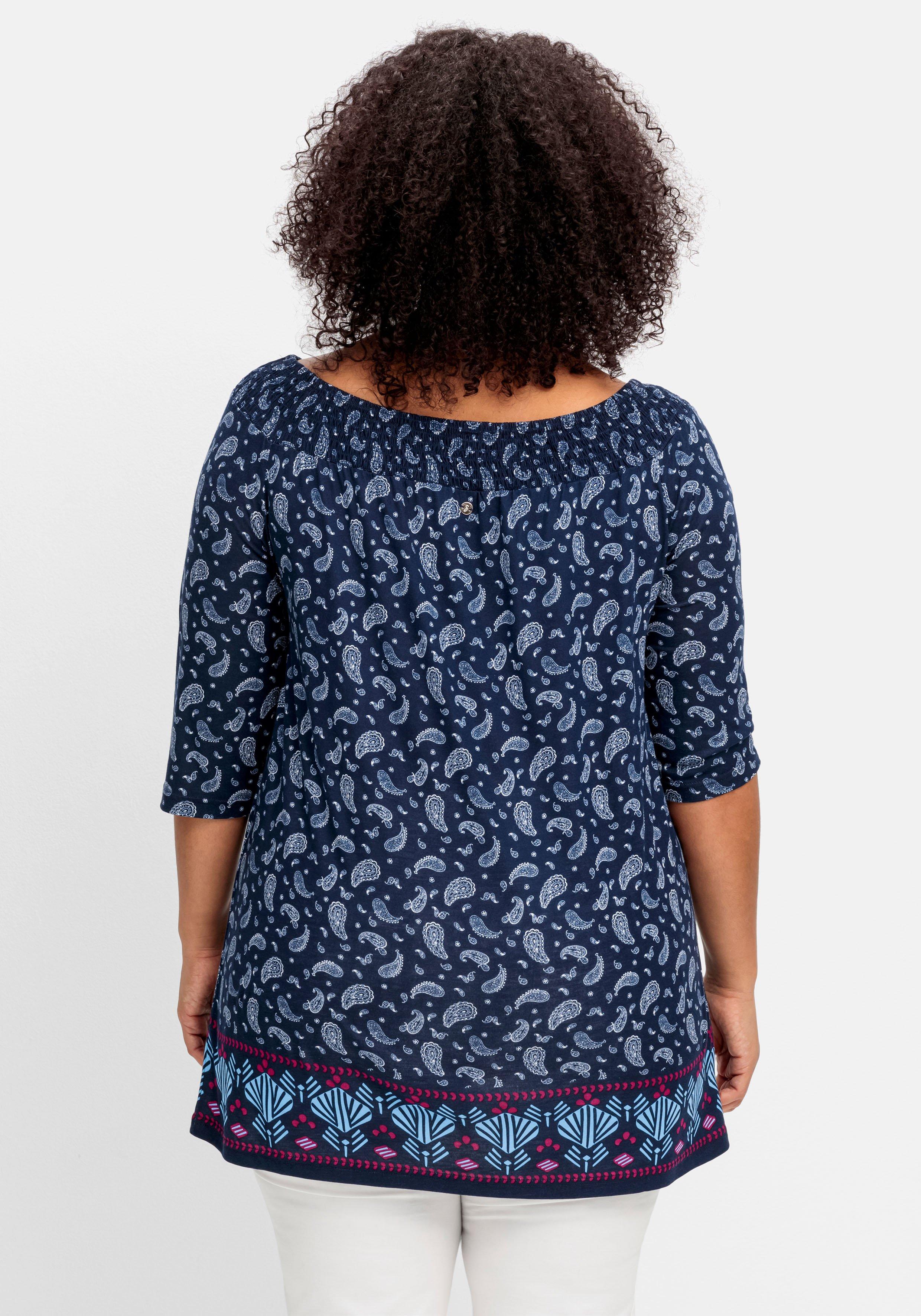 Carmenshirt mit Paisleymuster und 3/4-Arm