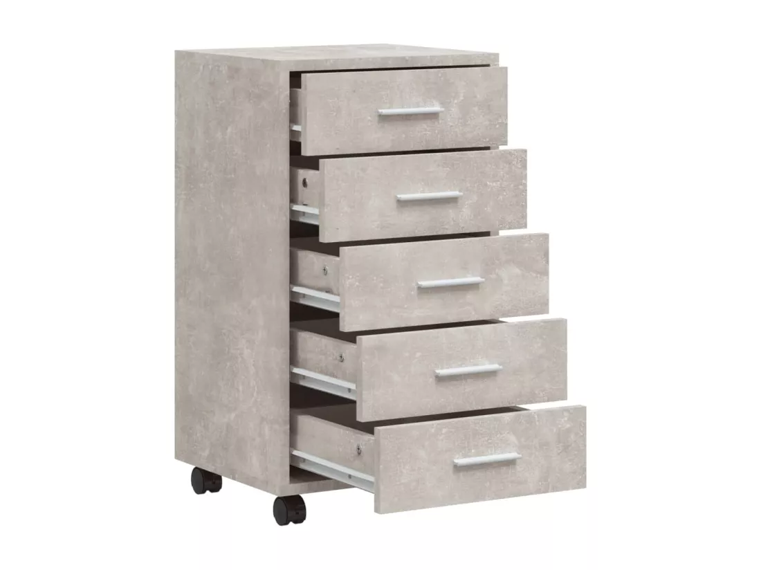 Armoire à tiroirs avec roulettes Gris béton Bois d'ingénierie
