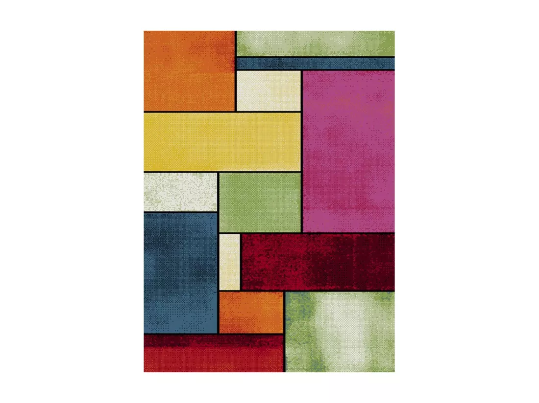 tapis salon 160x230 tissé multicolore rectangle motif géométrique GEOME