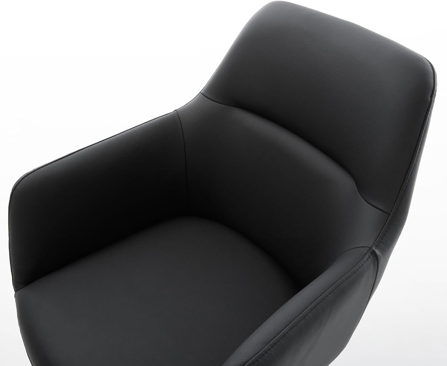 DELIFE Esszimmerstuhl Pejo-Flex Kreuzgestell breit Edelstahl Echt-Leder Schwarz 360° drehbar Wippfunktion Taschenfederkern