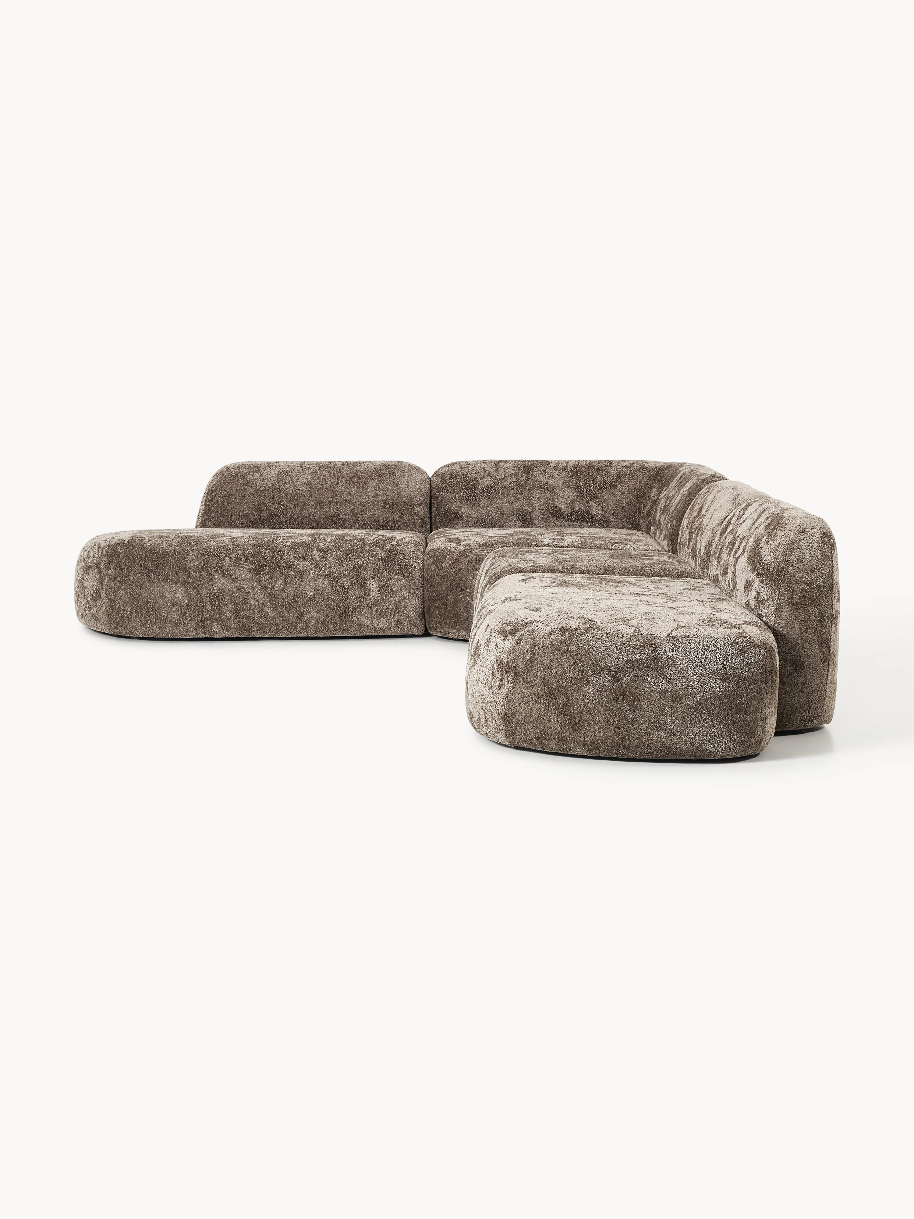 XL modulaire teddy bouclé hoekbank Wolke (4-zits) met chaise longue
