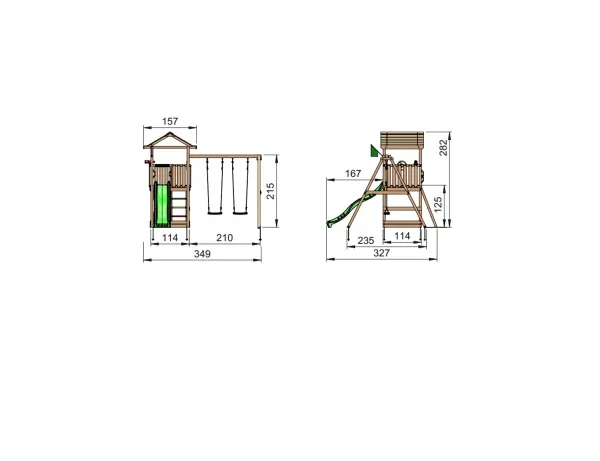Jungle Gym House legetårn komplet inkl. swing module xtra og rutschebane (804-312NSX)