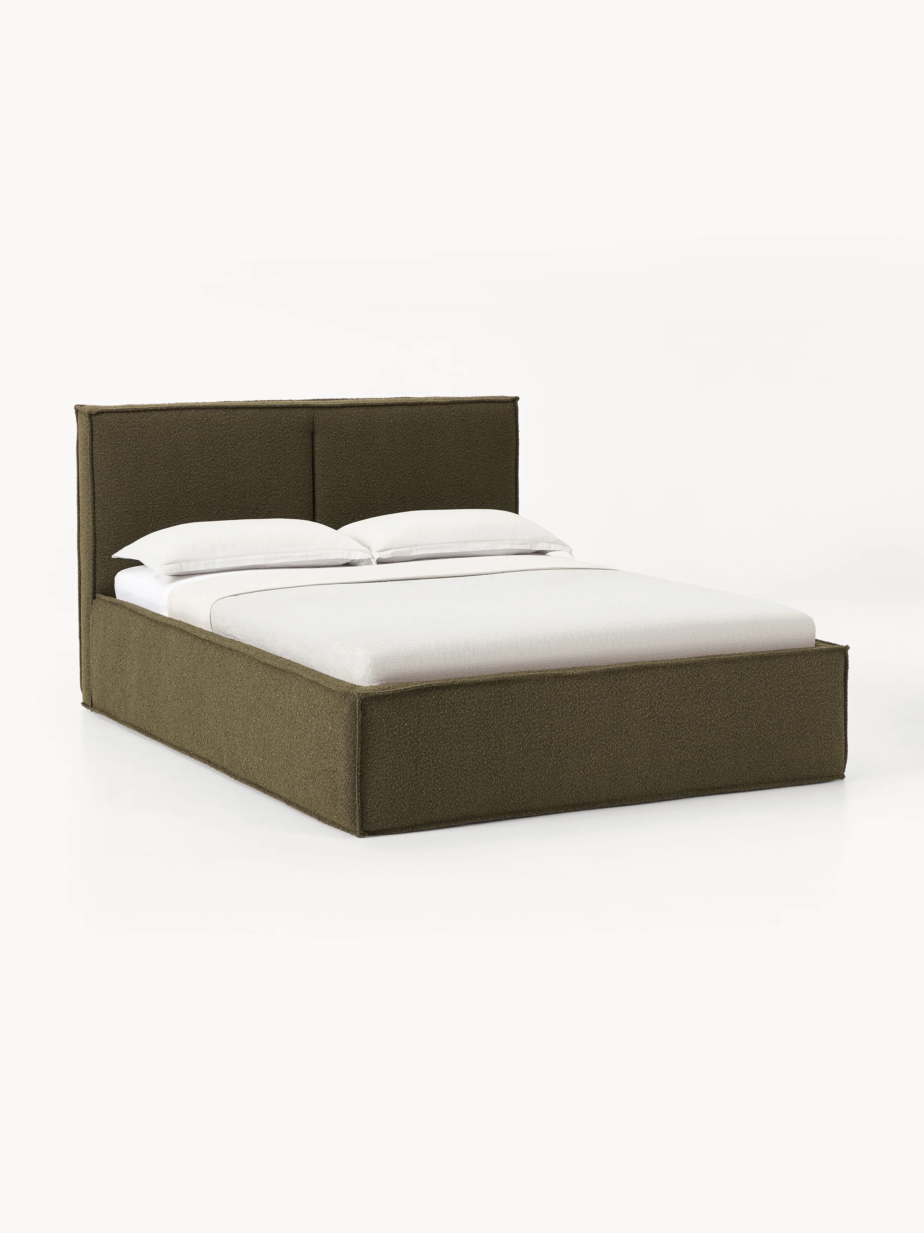 Bouclé gestoffeerd bed Dream met opbergruimte