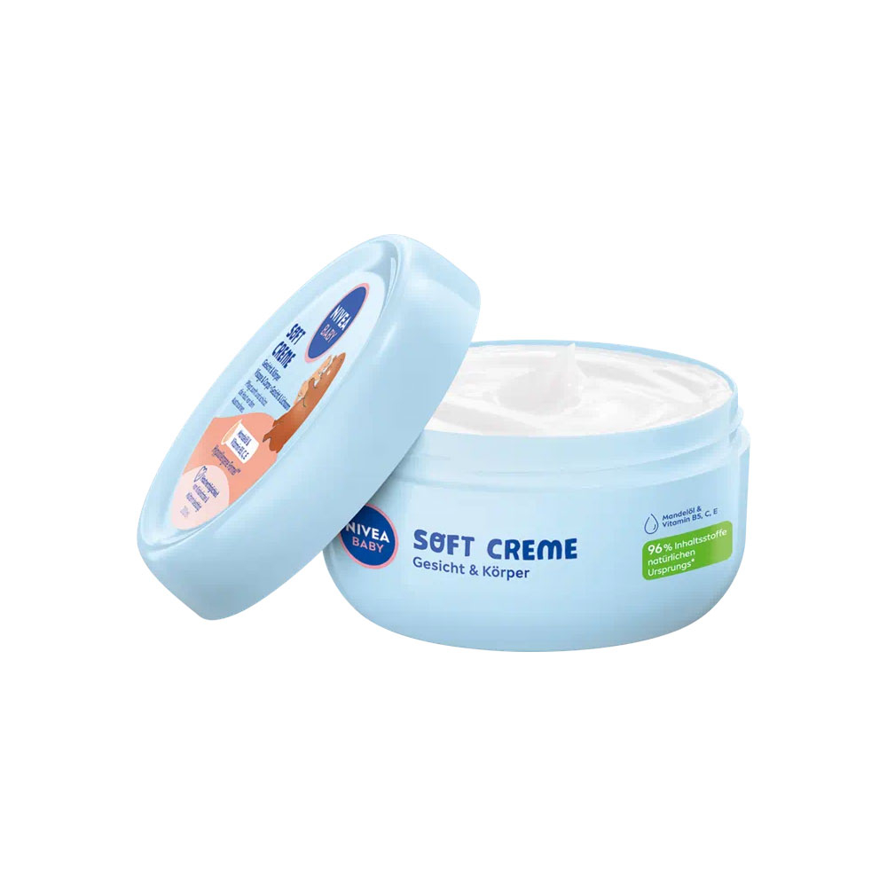 (200ml) Soft Creme Gesicht & Körper Baby Pflege Lotion mit Mandelöl / Vitamine (80529)